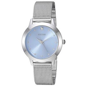 ✨ Guess Chelsea Silver Mesh & Blue Dial Diamond Accent Watch